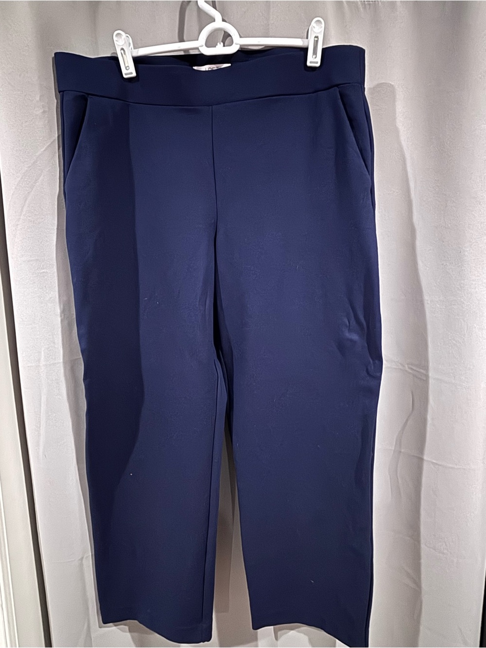LOFT Navy Cropped Stretch Ponte Pants